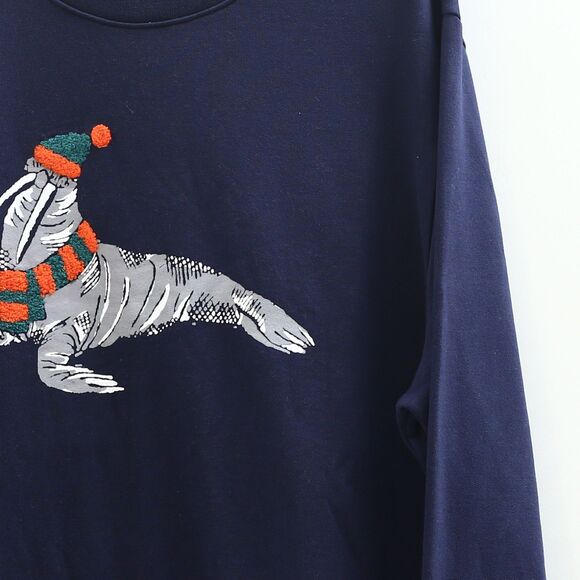 BONOBOS Critter Supersoft Fleece Crew Sweater Embroidered Long Sleeve XL 283610 - Picture 3 of 5